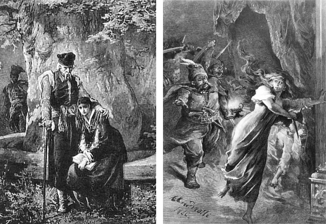 Ilustracje Michała Elwiro Andriollego do książek („Maria” Malczewskiego i „Zamek kaniowski” S. Goszczyńskiego)