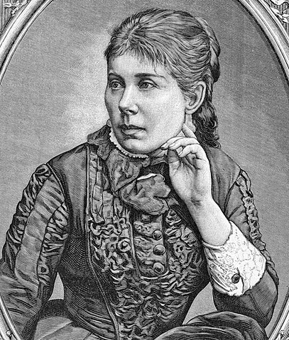 Portret Marii Konopnickiej, drzeworyt Aleksandra Regulskiego według rysunku Józefa Buchbindera (1883)