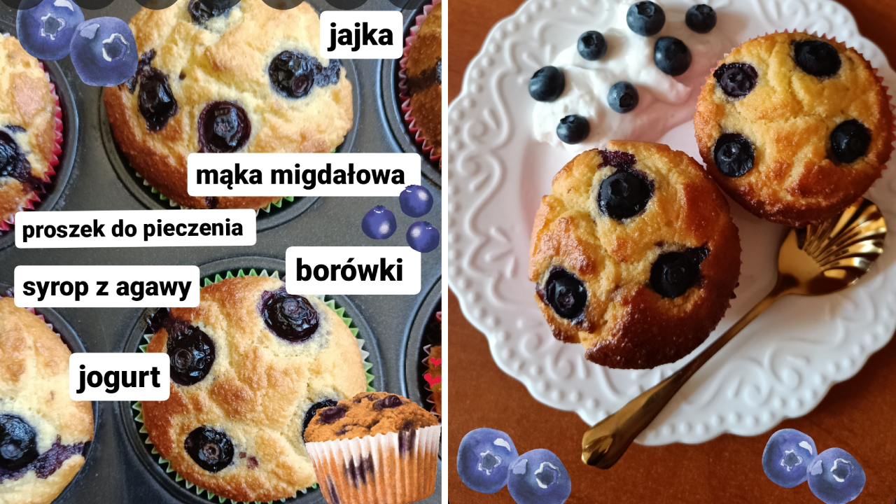 Keto muffinki z borówkami 