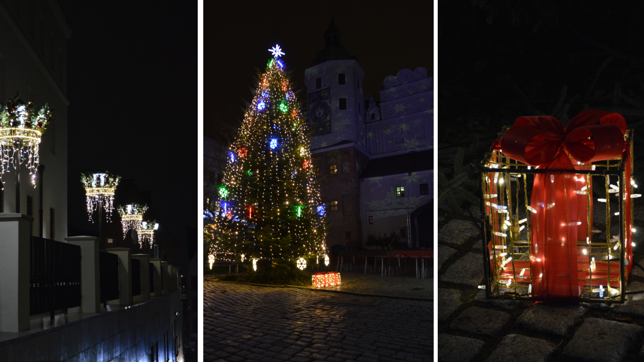 Świąteczne iluminacje na Zamku Książąt Pomorskich w Szczecinie 