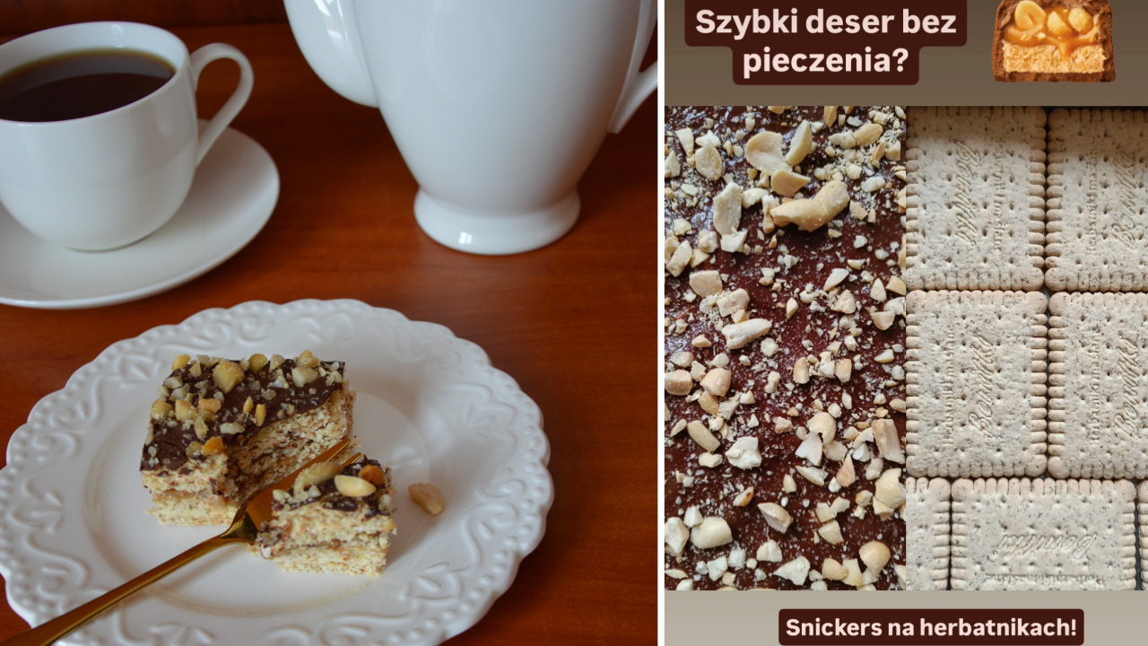 Ciasto snickers bez pieczenia z mascarpone