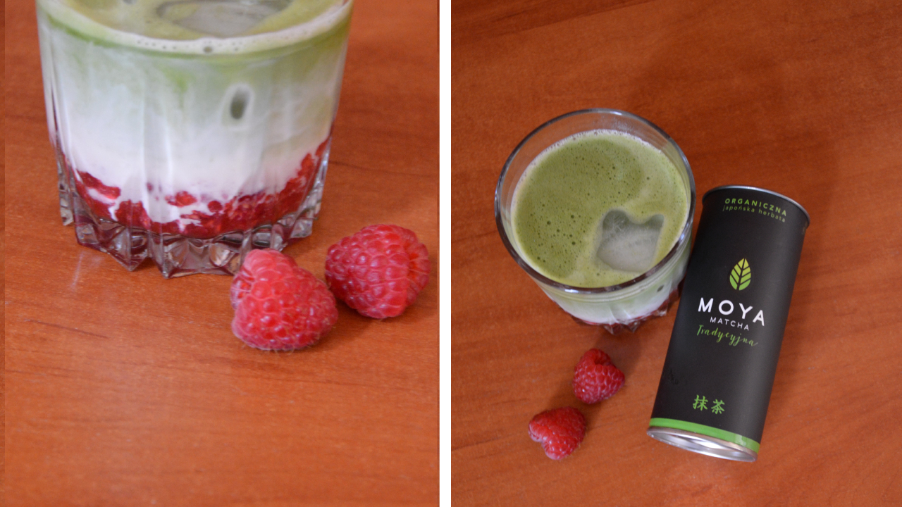Malinowa matcha latte na zimno: przepis na kolorowy napój 5 Malinowa matcha latte na zimno
