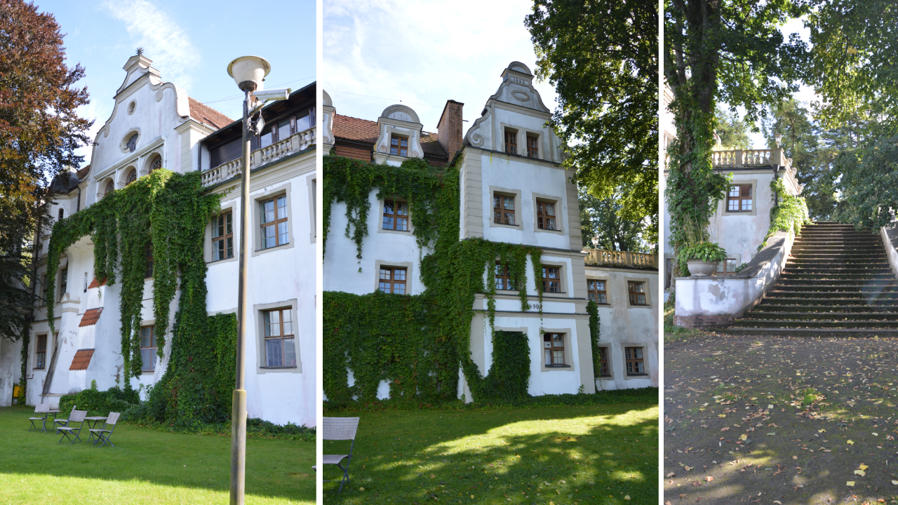 Zamek rycerski z parkiem i jeziorem Podewils